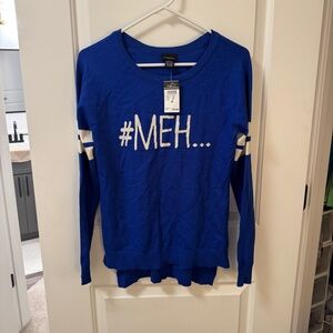 NWT Rue 21 Blue #Meh Sweater Size M